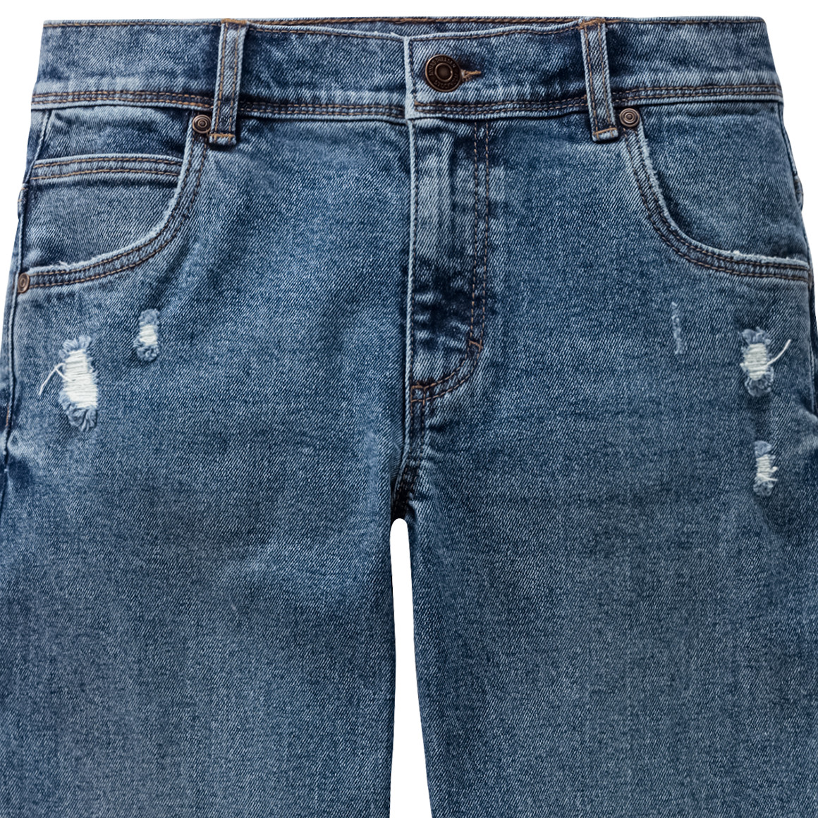 Jonas Nielsen Jungen Straight-Jeans mit Destroyed-Effekten blau