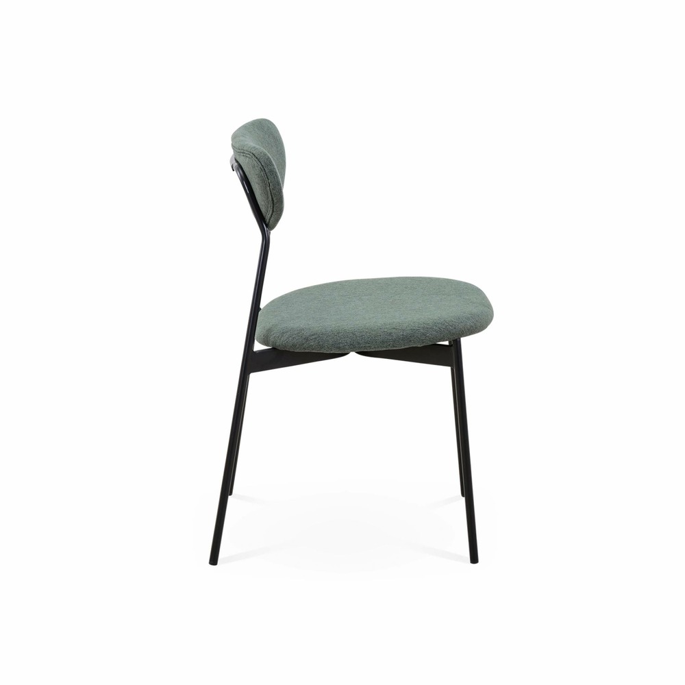 Lot de 2 chaises - arty - scandinaves et vintage. Assise et dossier vert. Pieds en acier