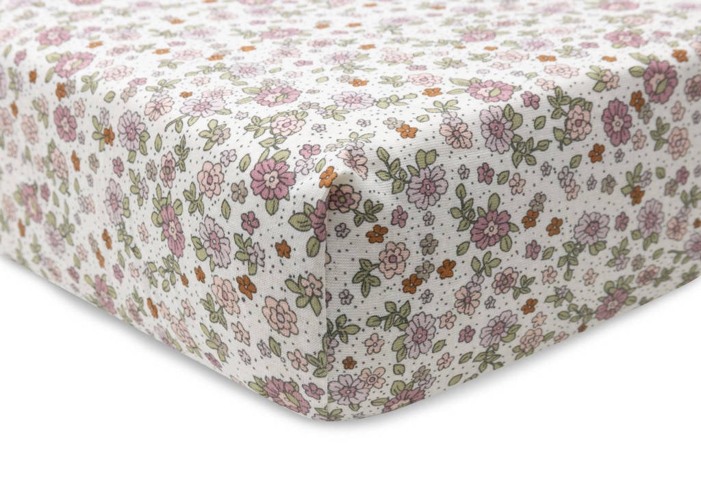 katoenen jersey ledikant hoeslaken 60x120cm Retro Flowers