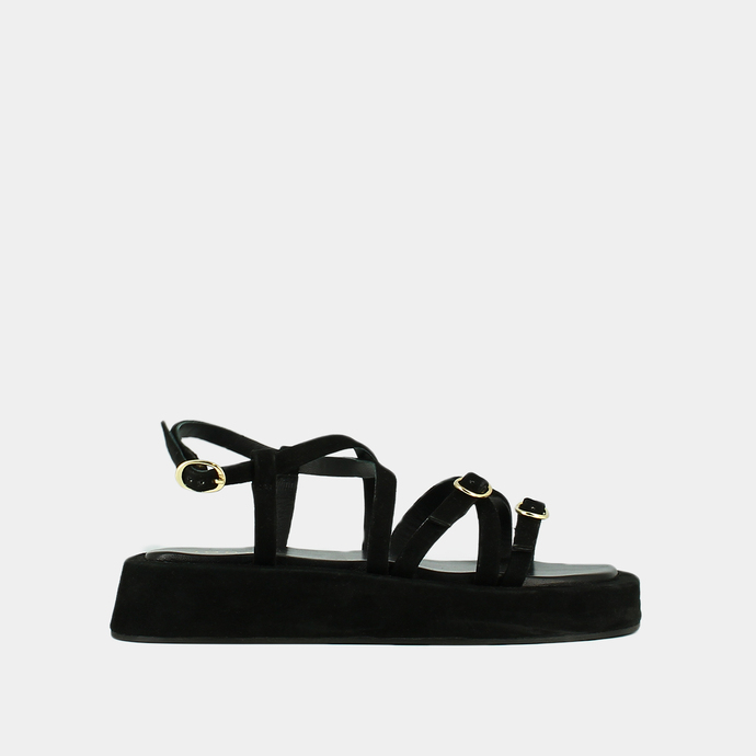 Sandales à brides et boucles  en velours noir