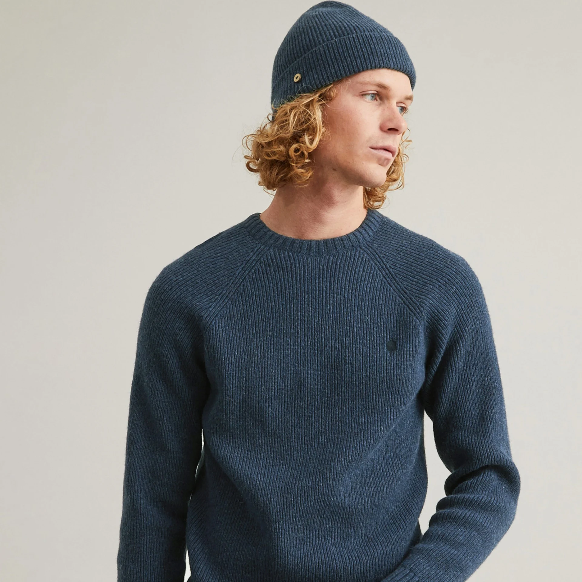 Bonnet marine chiné laine et polyamide recyclé - modèle Beany
