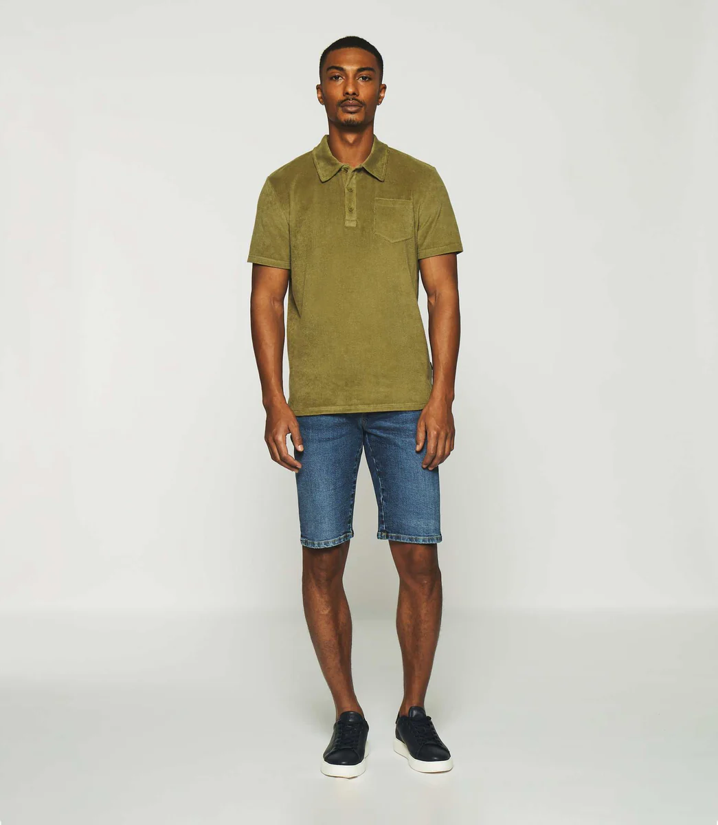 Polo uni en maille éponge avec poche kaki GAI