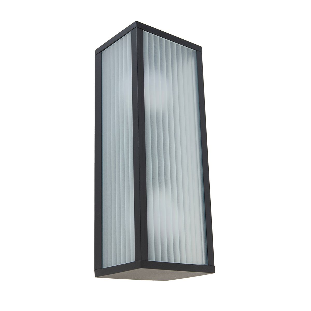 Smart buiten wandlamp zwart met ribbel glas incl. 2 Wifi A60 - Charlois