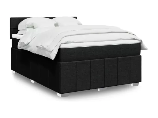 Sommier à lattes de lit avec matelas Noir 160x200 cm Tissu
