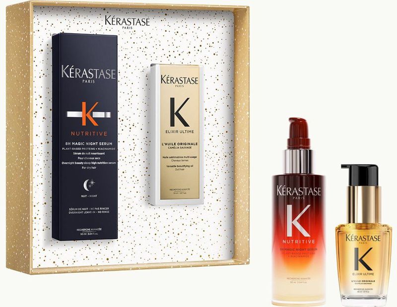 Kérastase - Iconics Set - Haarolie - 30ml Elixir Ultime L'Huile Originale - 90ml 8H Magic Night Serum