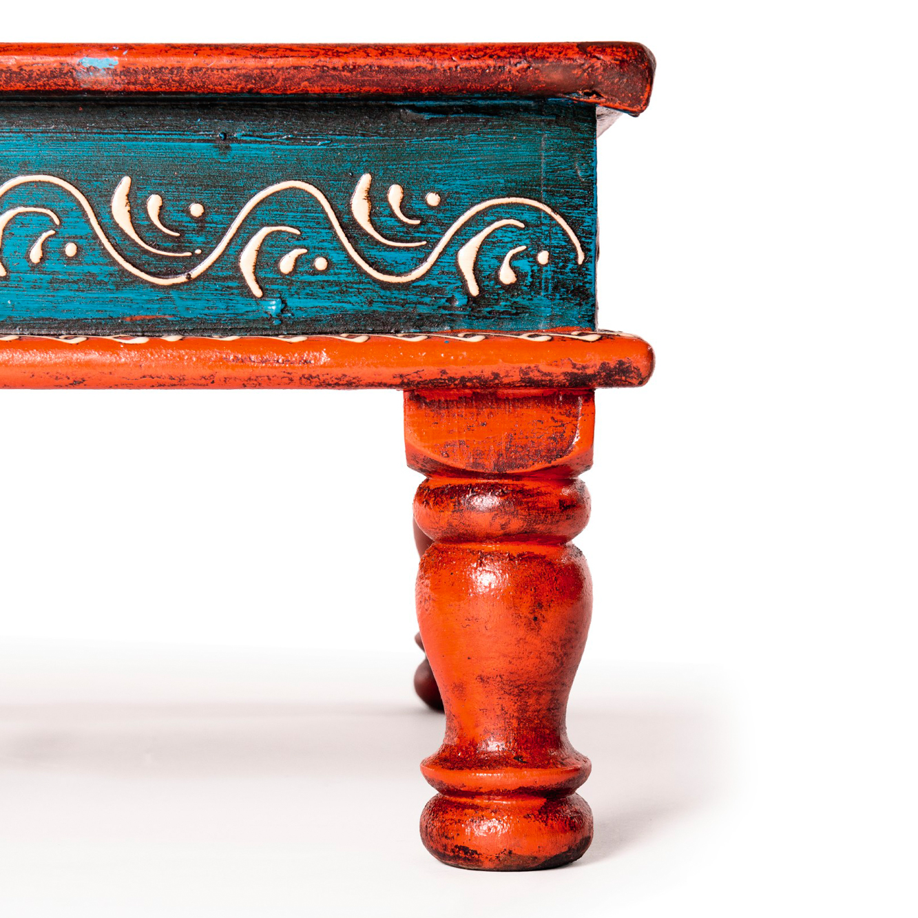 Teetisch 'Bajot', blau, orange, L 36 cm, B 36 cm, H 17 cm von fischer's lagerhaus