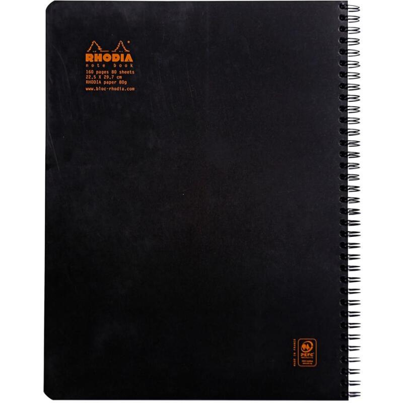 Notebook Rhodia Classic reliure intégrale & 22,5x29,7 cm 160 pages petits carreaux 5x5 avec cadre en-tête détachables perforation 4 trous 80g - Assortis