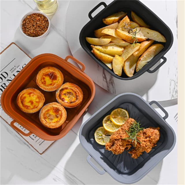 Sammenklappelig Air Fryer Silikoneform 17,5 cm 2-pak MultiColor