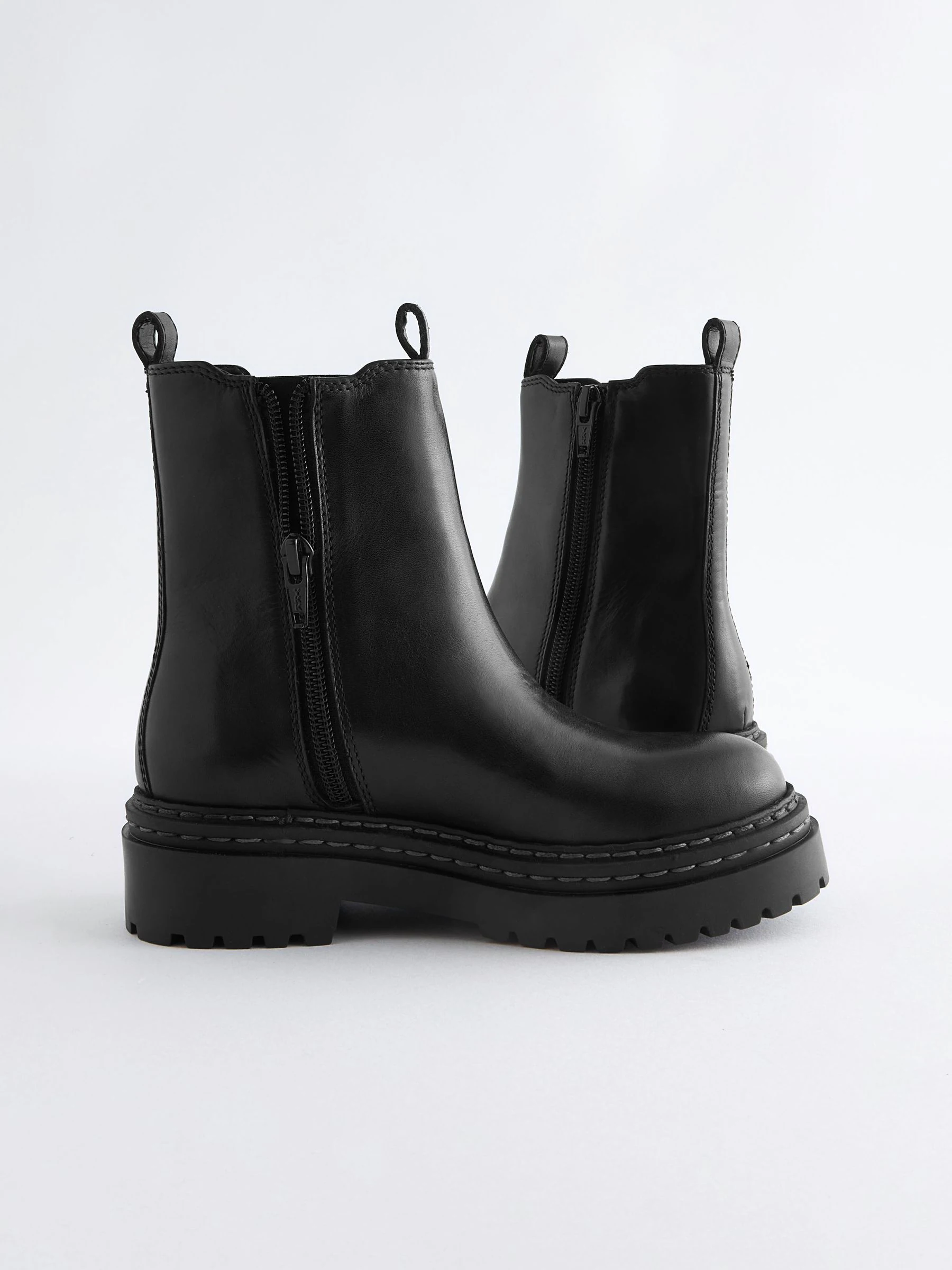 Zwart - Leren Chunky Chelsea Boots