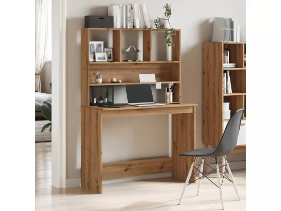 Bureau avec étagères chêne artisanal Bois d'ingénierie