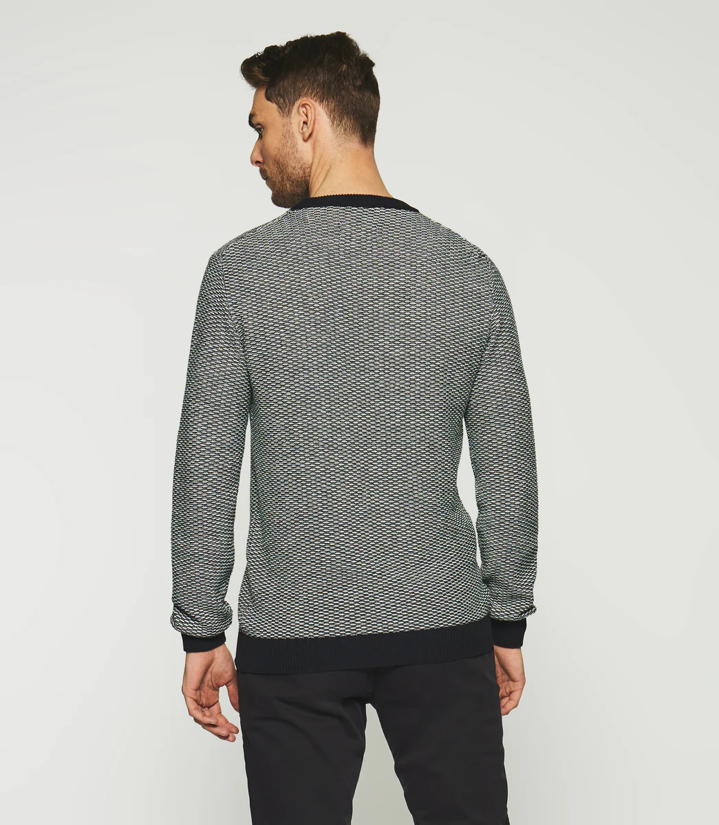 Pull col rond marine et écru DAMIAN
