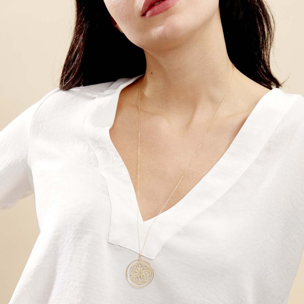Collier Rosace Or Jaune