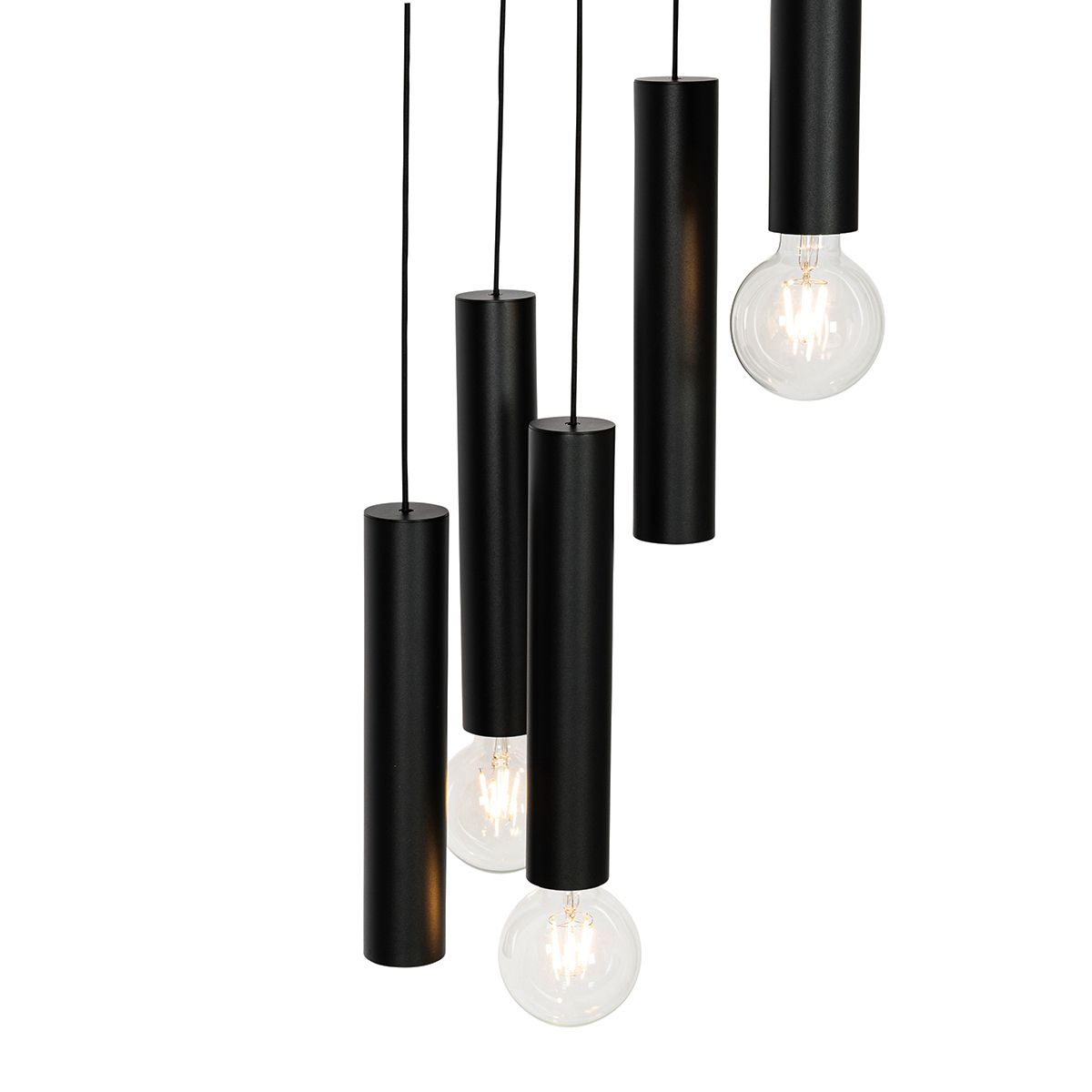 Design hanglamp zwart rond 7-lichts - Tuba