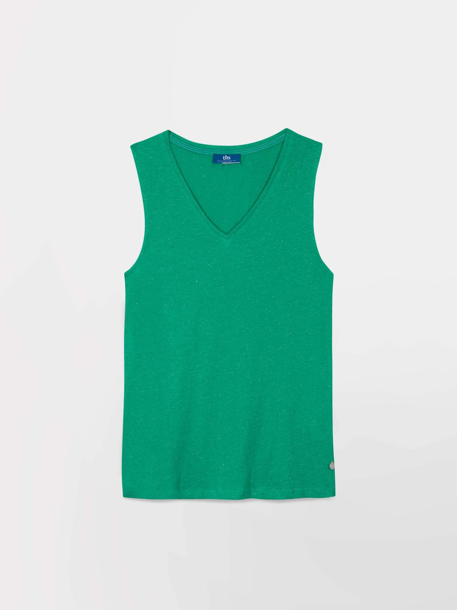 Débardeur Femme Col V Coton Vert