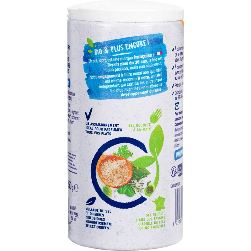 Sel aux herbes bio Bjorg  - Boite distributrice de 250 g