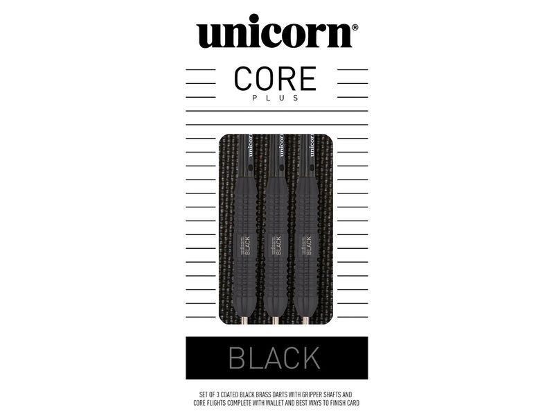 Unicorn Dartpfeile Core Plus Win Black Brass - 22G, 3er Set Steeldarts