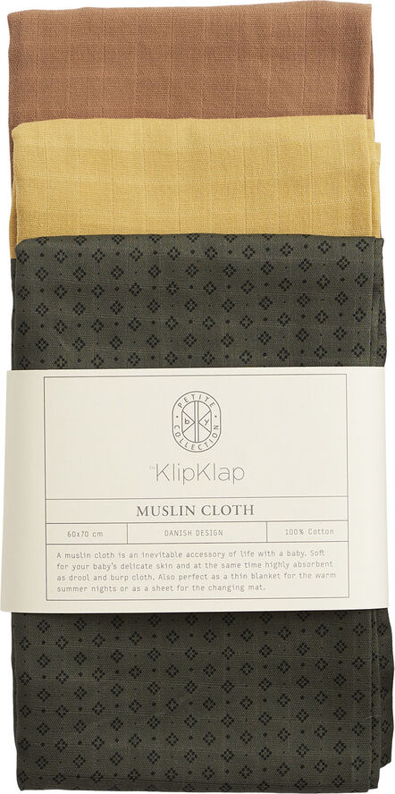 by KlipKlap Stofbleer Indian diamond green/ochre/camel brown
