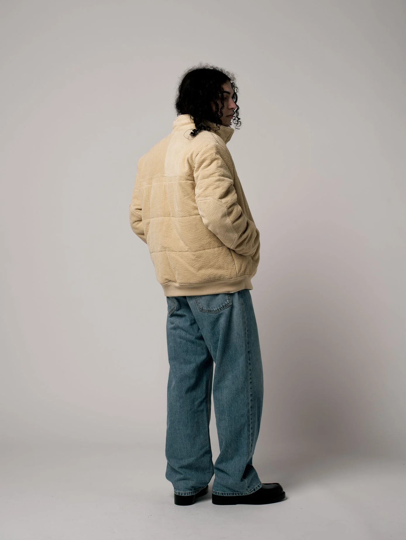 Doudoune puffer en velours | Beige