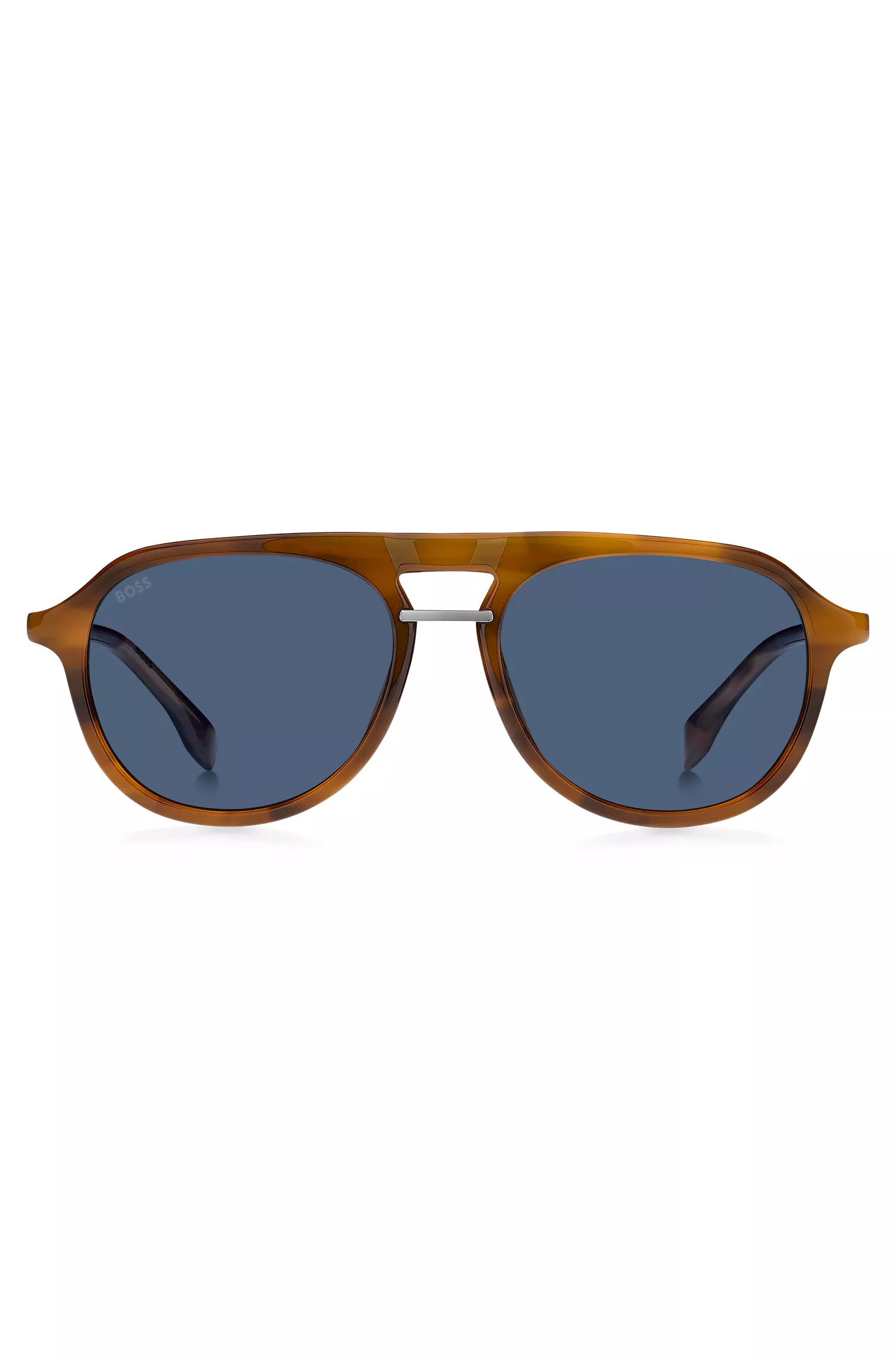 Óculos de sol BOSS em acetato preto Havana com dobradiças de 360°