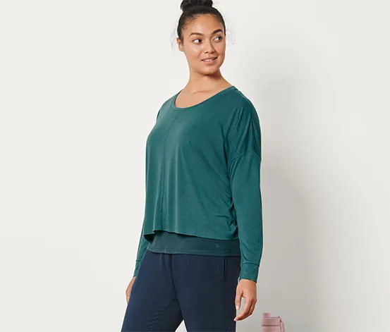 2-in-1-Sportshirt, dunkelsmaragdgrün