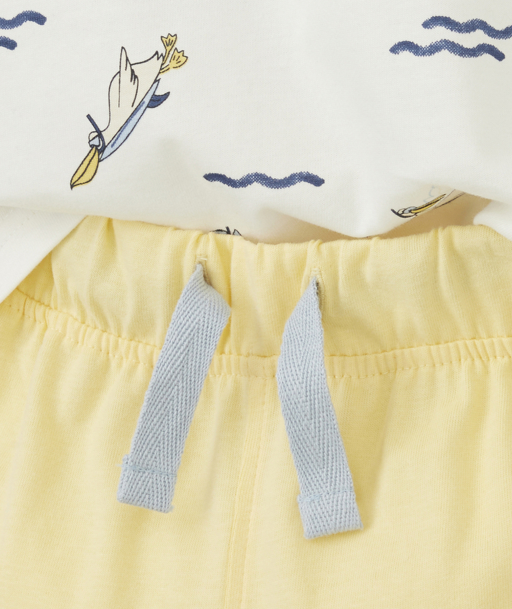PYJAMA GARÇON EN COTON JAUNE ET IMPRIMÉ PÉLICANS