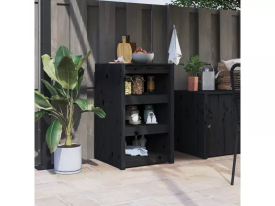 Armoire de cuisine d'extérieur noir 55x55x92 cm bois pin massif