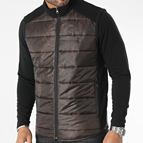 Doudoune Sans Manches Marron Floral