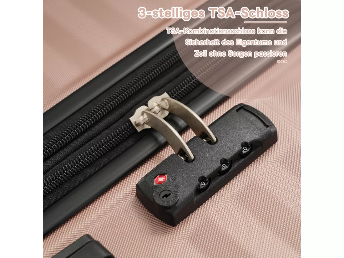 Ensemble de Bagage à main 3 pièces M&L&XL - en matériau ABS - valises à coque rigide - rose