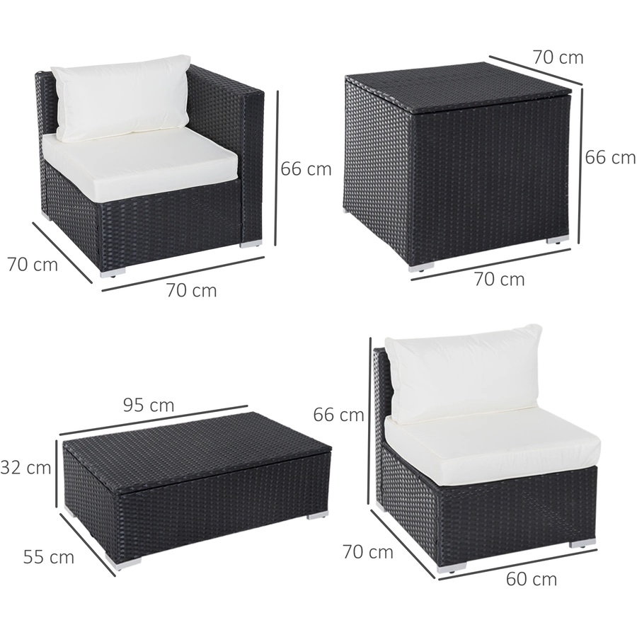 Outsunny Gartenmöbel Set mit Stauraum schwarz