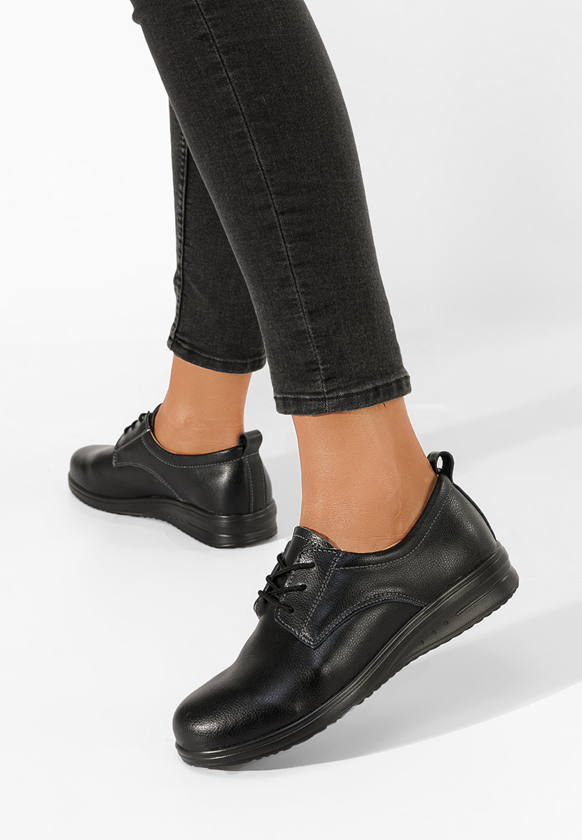 Chaussures casual femme en cuir noirs Mefira