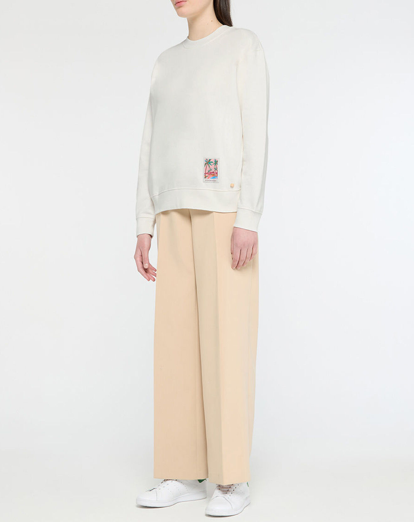 Scotch & Soda Sweat 100% Coton Bio Patch Tropical crème