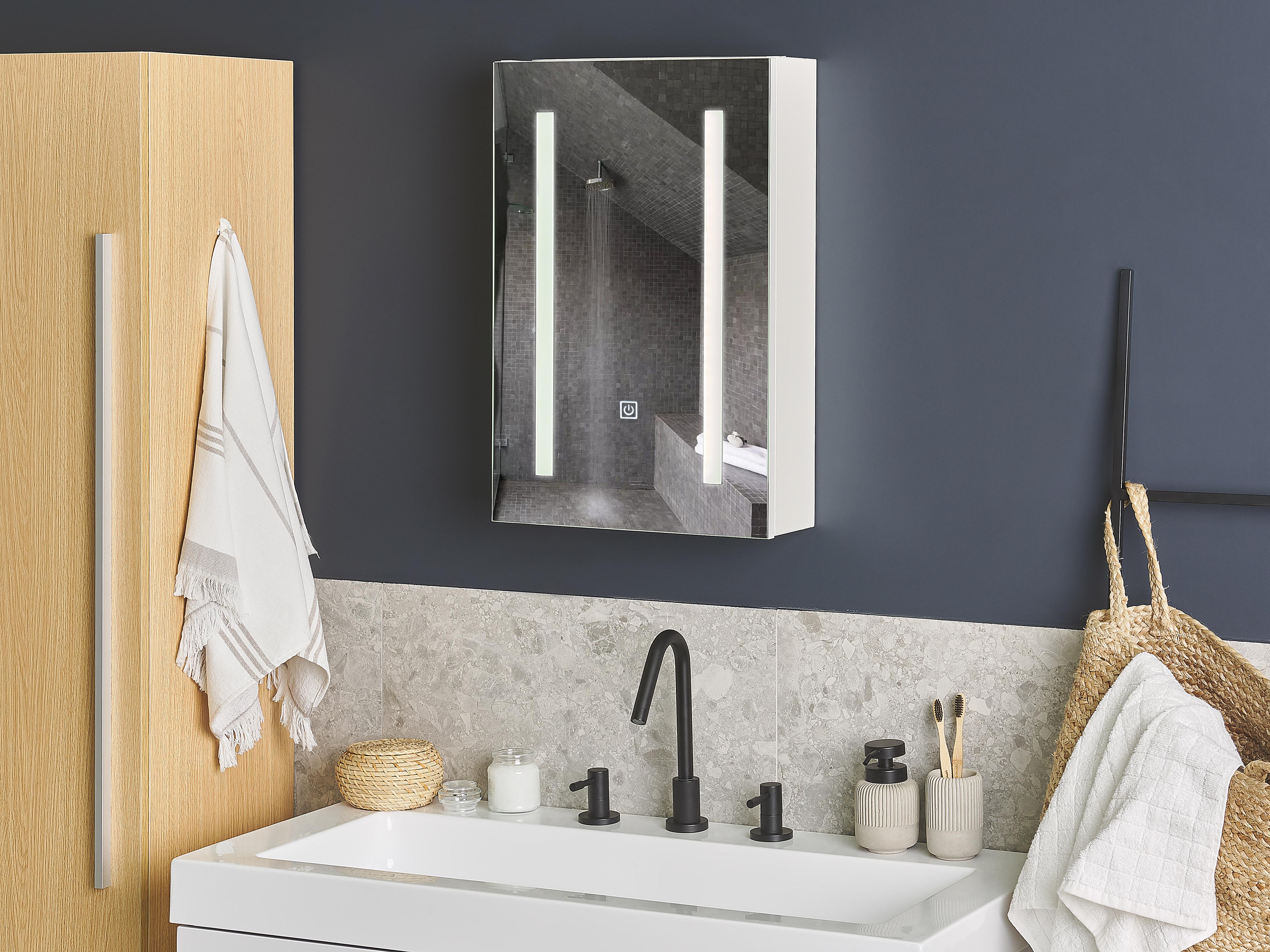 Badkamer wandkast met spiegel LED CAMERON 40 cm 60 cm Wit