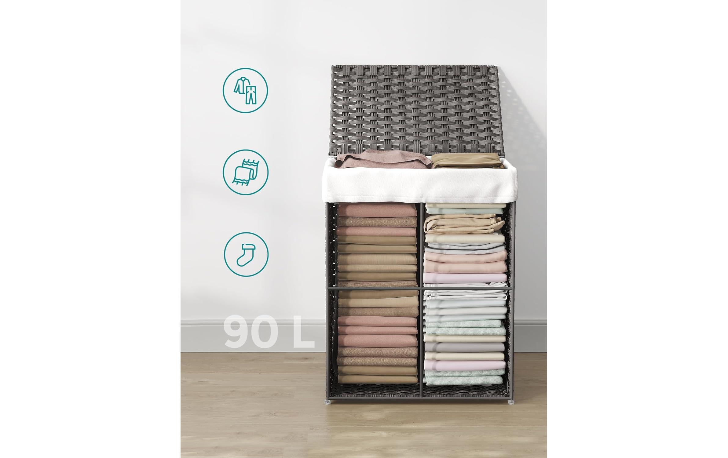 Wäschekorb 90 L, GrauWäschekorb Polyrattan
