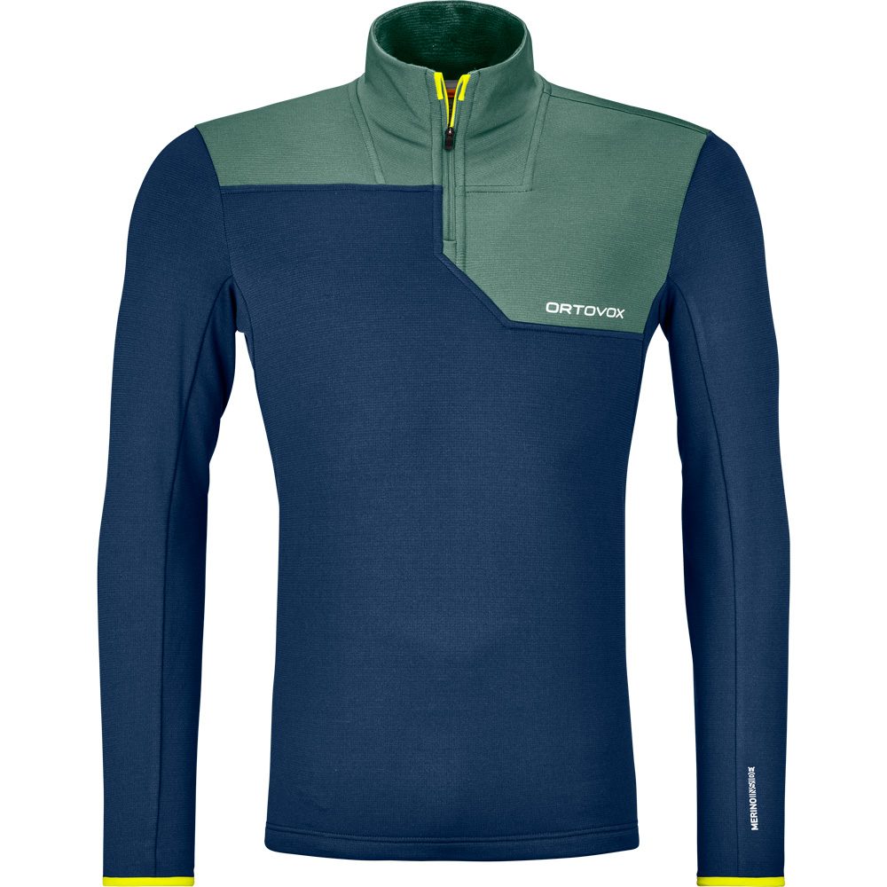ORTOVOX Fleece Light Zip Neck Pullover Herren deep ocean