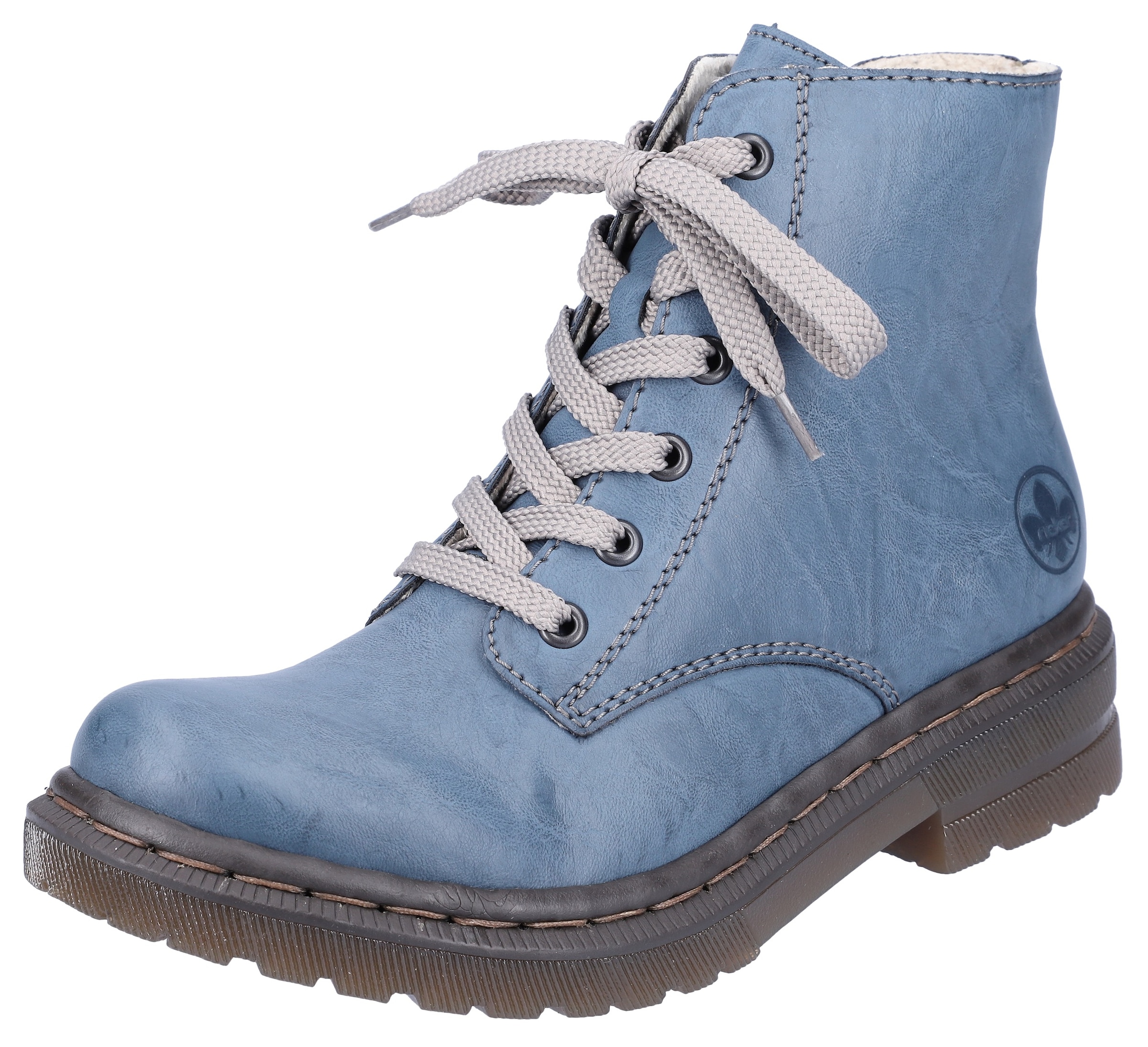 Rieker Schnürboots  , Schnürstiefelette, Blockabsatz, mit Logoprägung