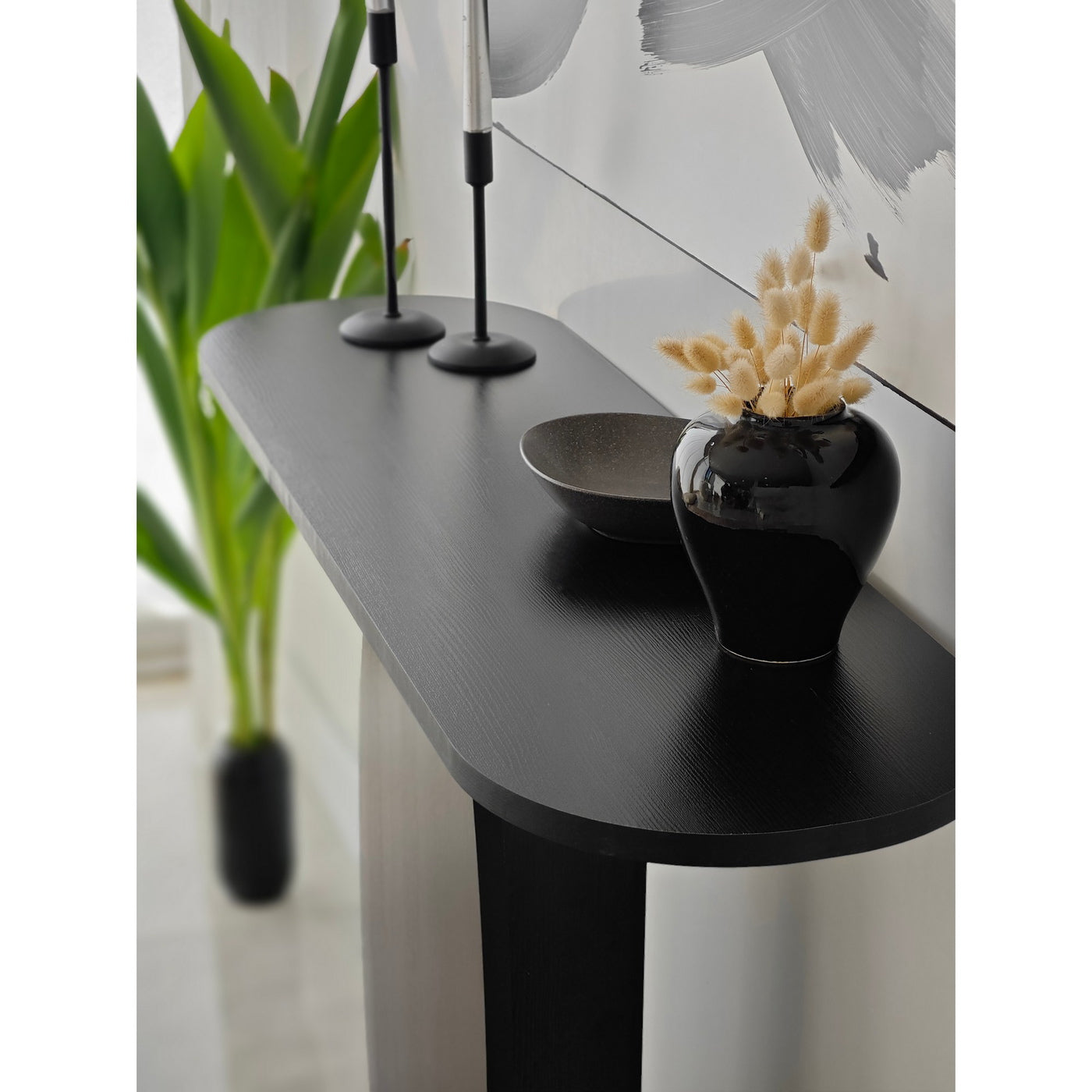 Giga Meubel - Sidetable Antraciet Hout - 100x30x81cm - Ellittica