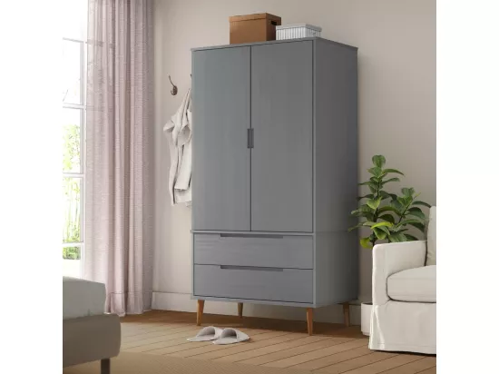 Garde-robe MOLDE Gris 90x55x175 cm Bois massif de pin