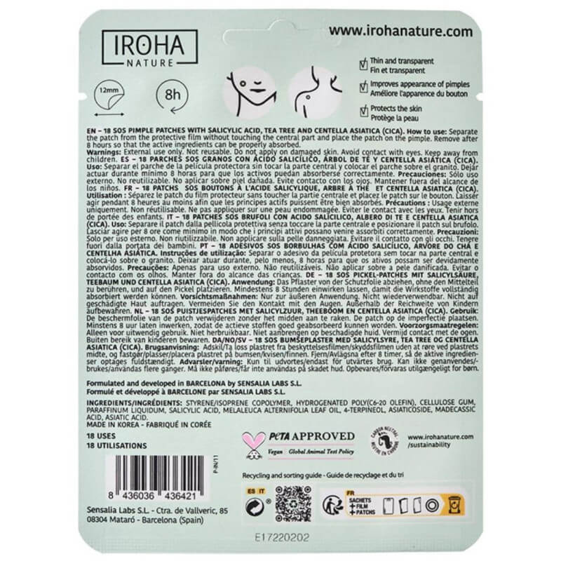 Patchs visage & corps SOS Boutons Iroha Nature