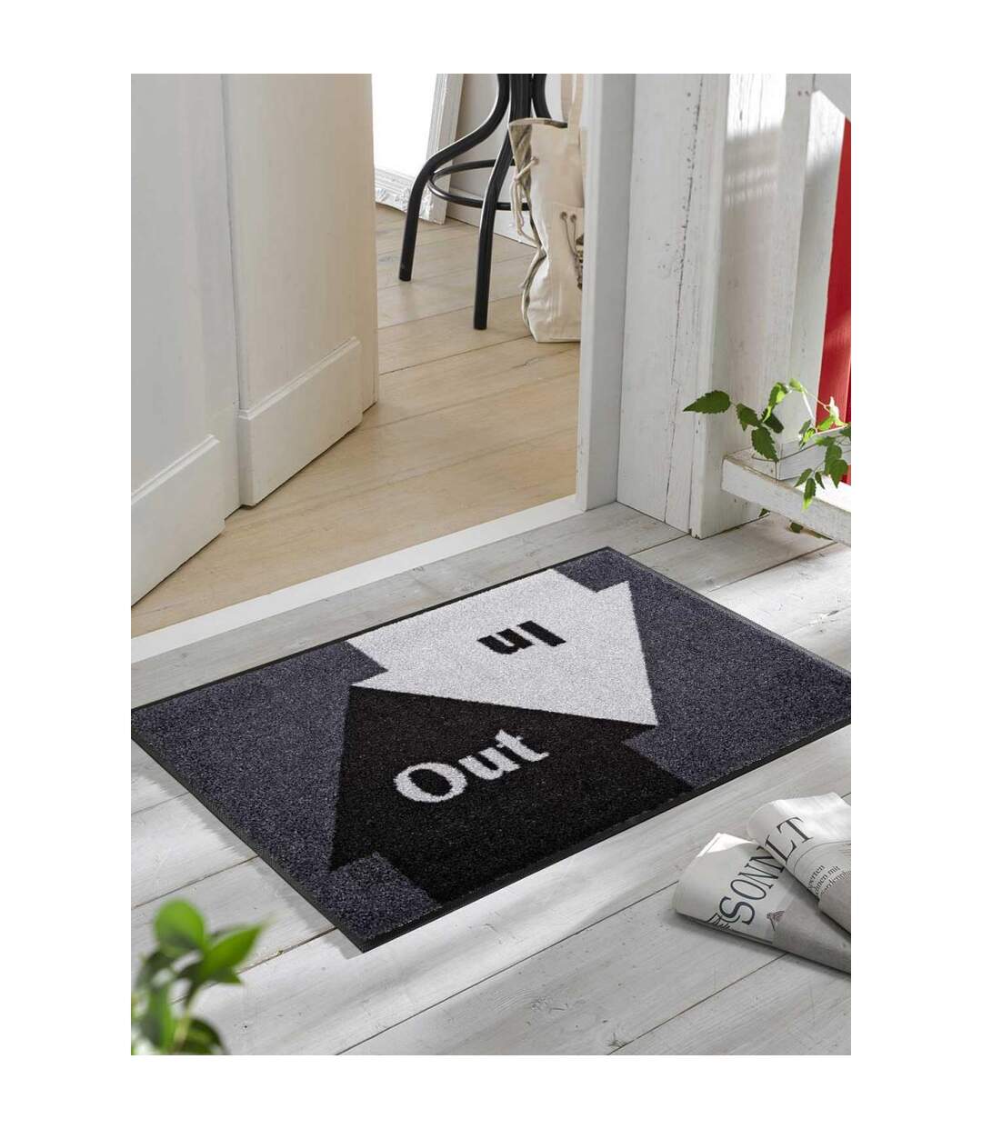 Paillasson IN & OUT TX Gris 50x75 OEKO TEX Fait en Europe en polyamide doux et soyeux