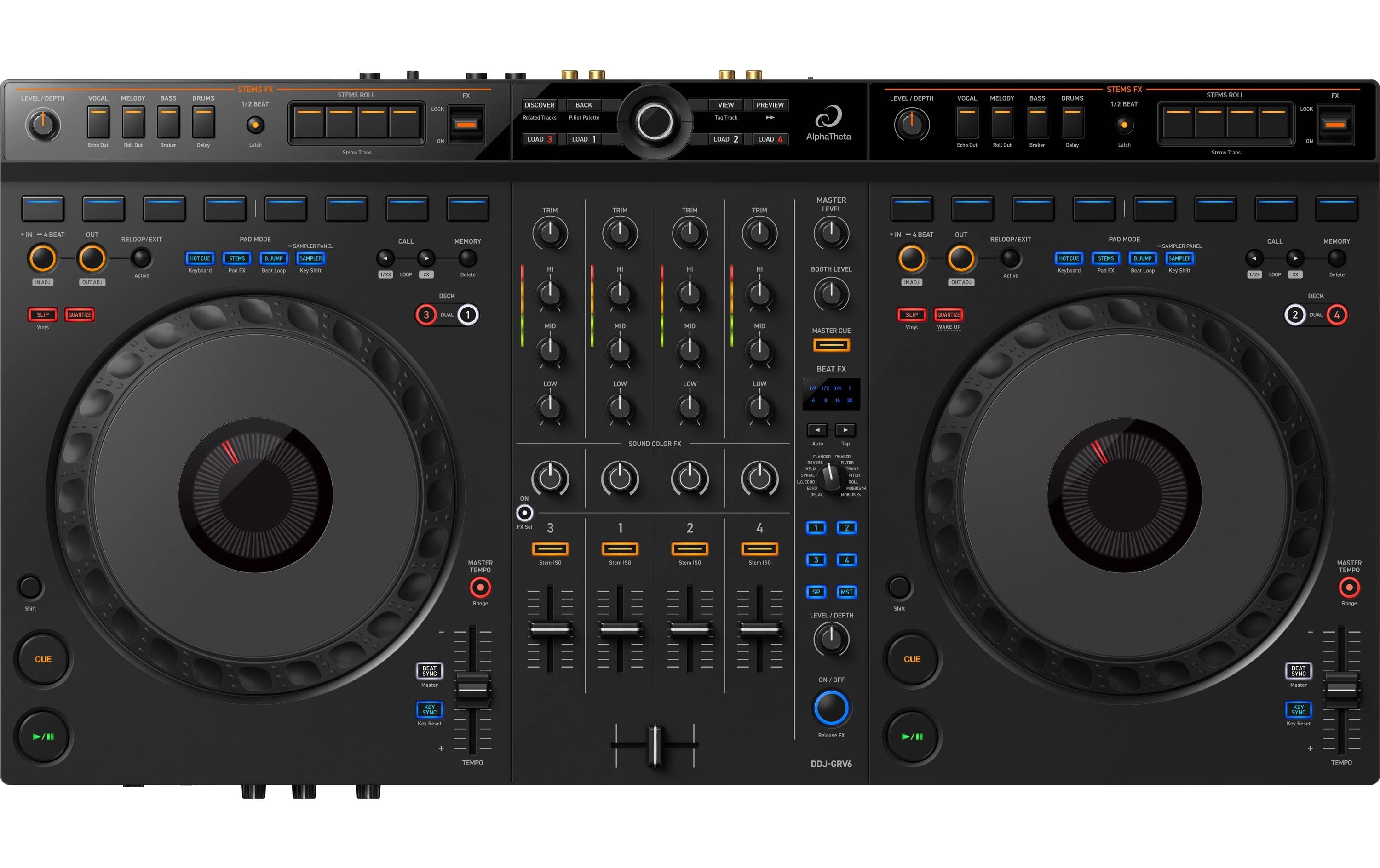 DJ-Controller DDJ-GRV6<br>4-Kanal DJ-Performance-Controller