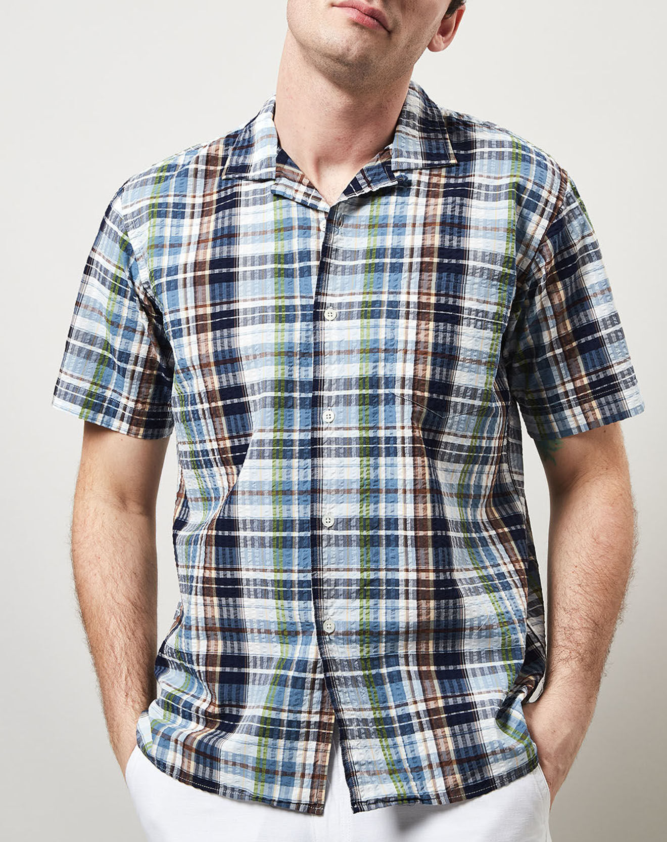 Hartford Chemise Regular Fit Palm bleue
