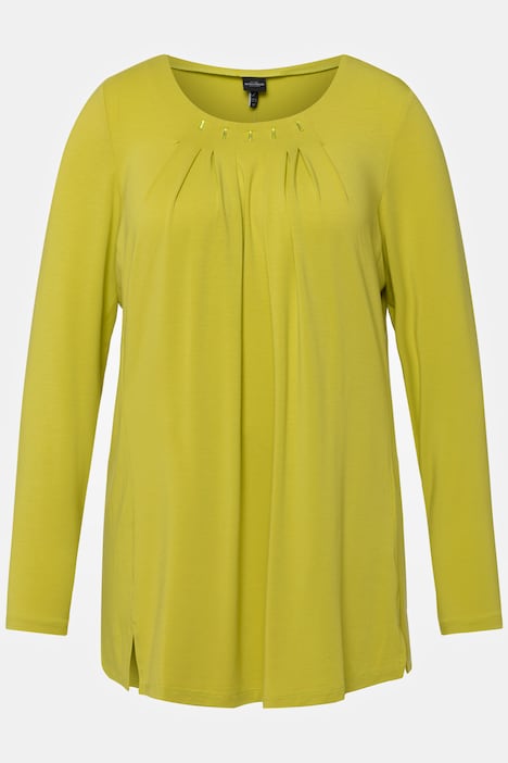 Shirt, Zierfalten, Dekore, Rundhals, 3/4-Arm, Lyocell