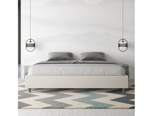 ITYHOME - Lit coffre azelia 180x200 similicuir blanc