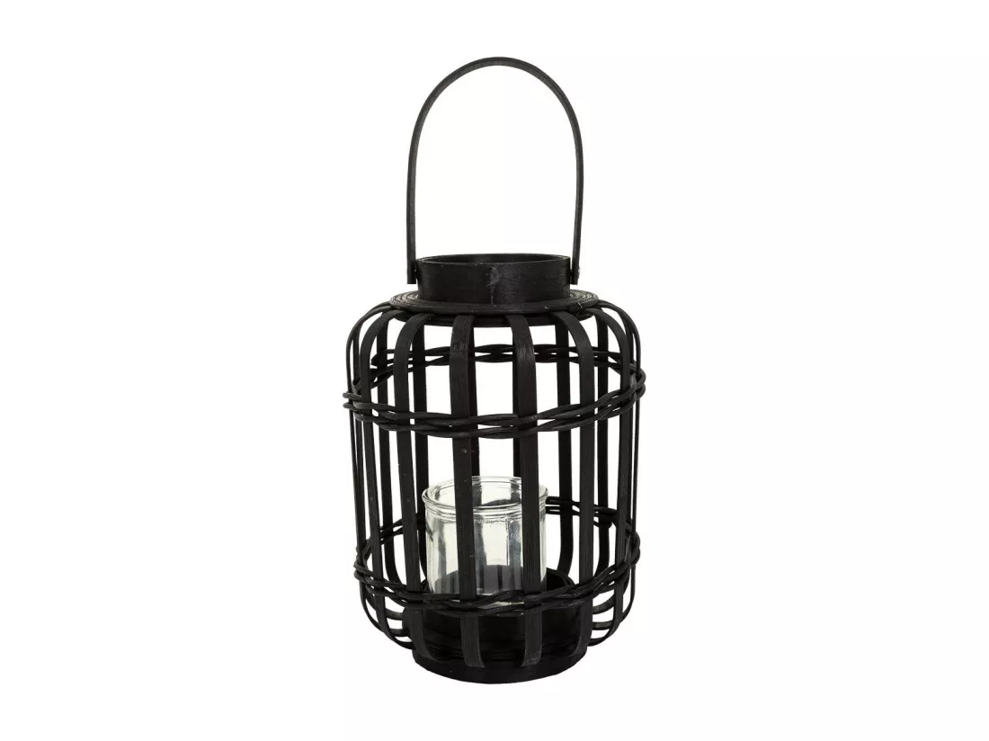 Lanterne photophore en bambou noir d17x25h