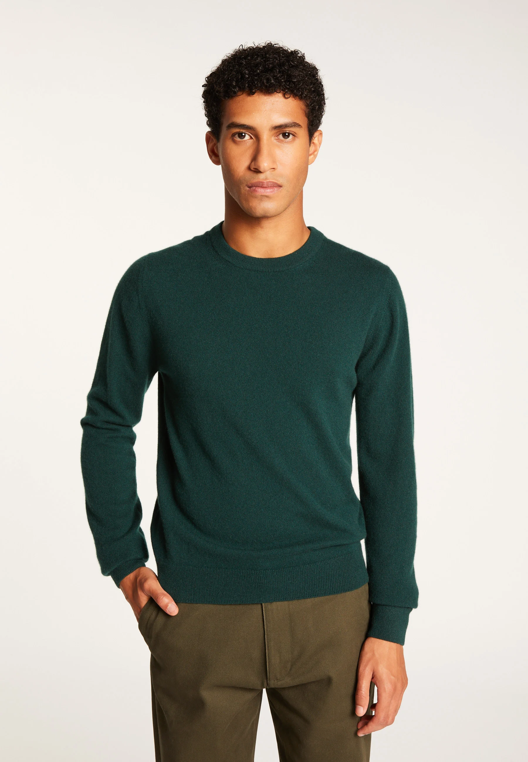 EVAINAH24 - Pull col rond en cachemire | Vert