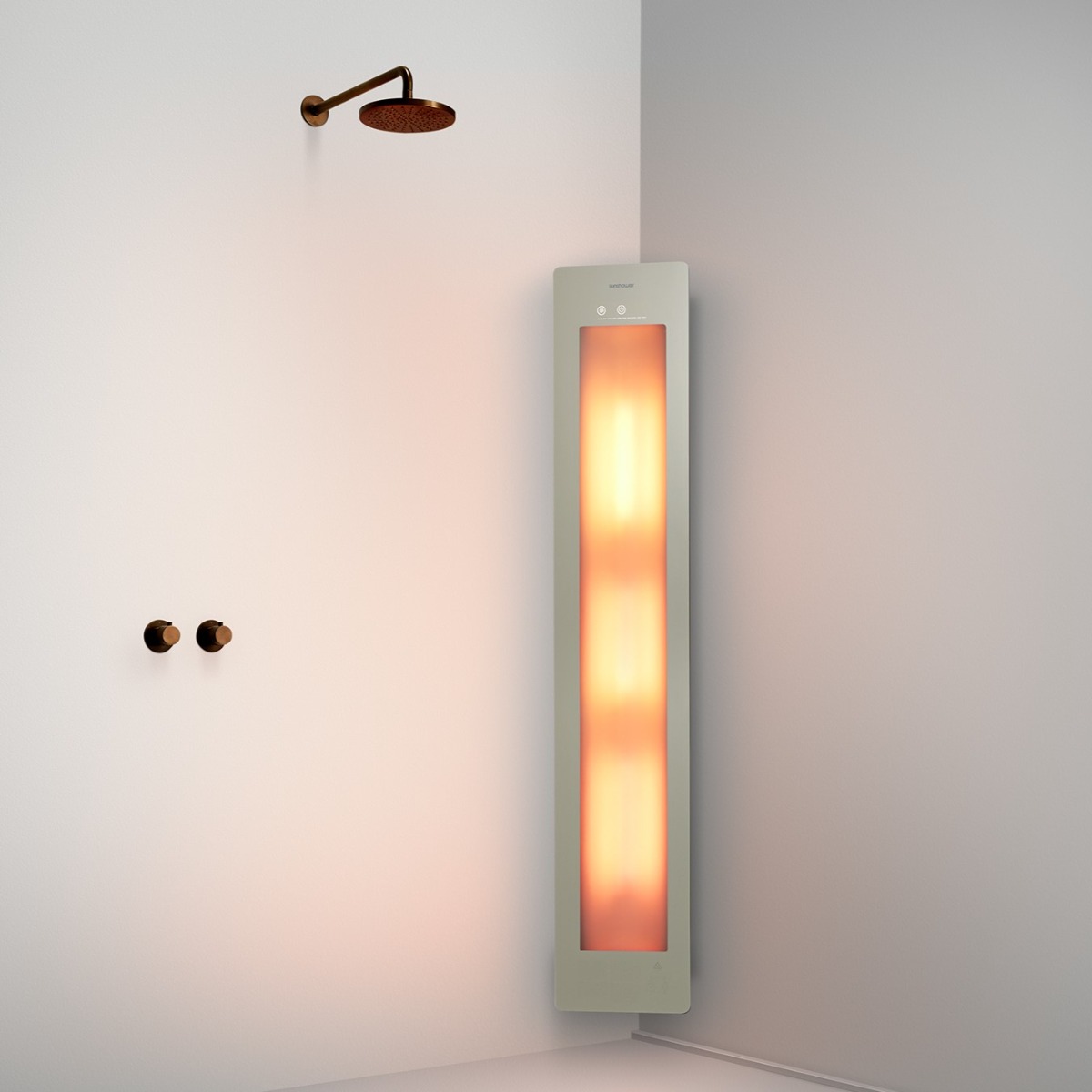 Sunshower Round Plus Large Sand White infraroodlamp en UV 33x185x10cm hoekopbouw