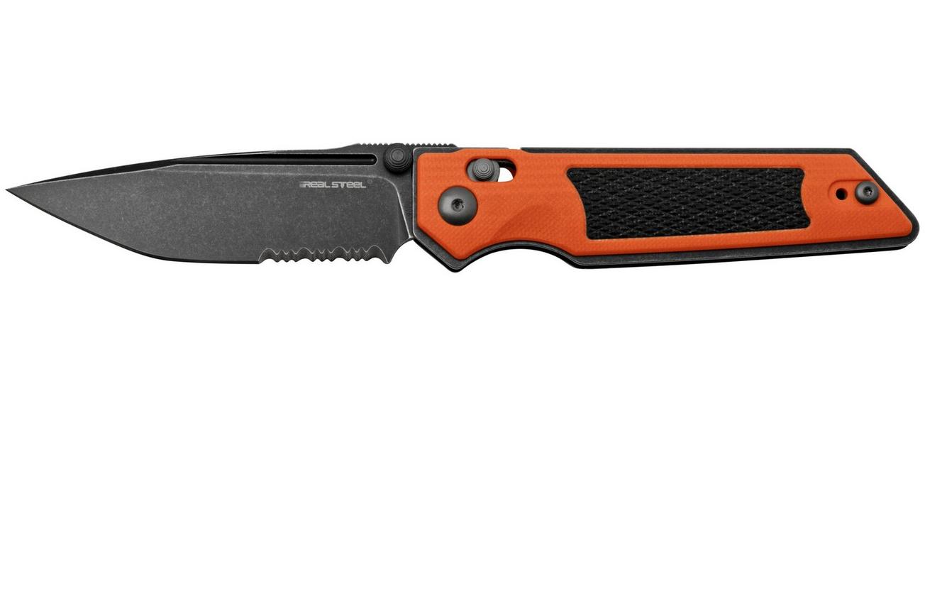 Real Steel Sacra TAC 7713OB, K110 Serrated Orange Black G10, zakmes