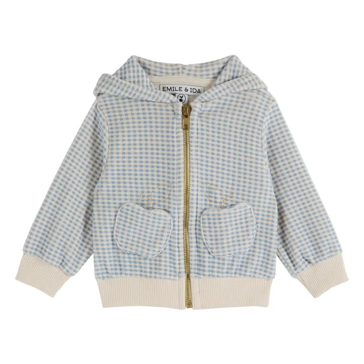 Emile et Ida Sweat Capuche Vichy Eponge | Bleu