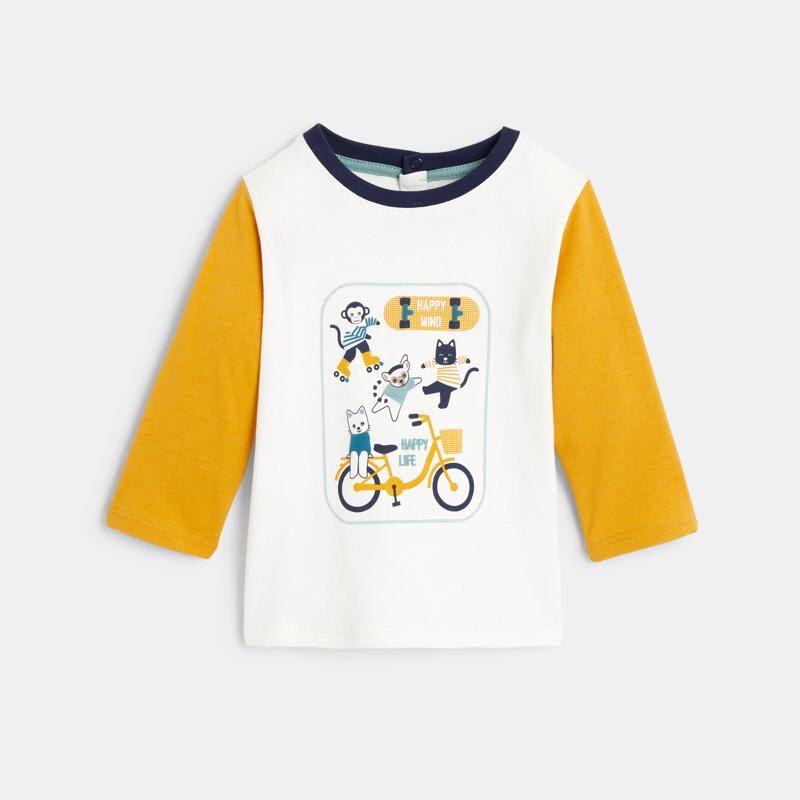 T-shirt color block animaux blanc bébé garçon Blanc