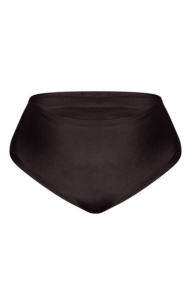 Marron Bas De Bikini Taille Haute Basique Noir Grande Taille